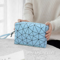 Travel Make up Bags Portable Waterproof PVC Geometric Clutch Small Cosmetic Bag for Women and Girls Beauty Cosmetic Case